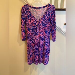 Lilly Pulitzer Sapphire Blue Rolling in the Grass Zebras. Palmetto Dress Sz: S